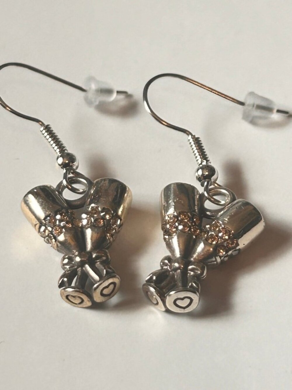Brighton Clink Charm Champagne glasses french wire custom earrings  NWOT